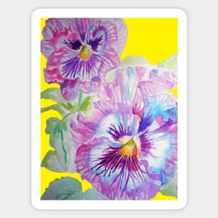 Purple Pansy Watercolor Painting Floral Sticker